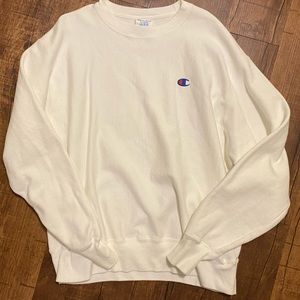 Women’s Champion Reverse Weave Boyfriend Crew in White Size XL